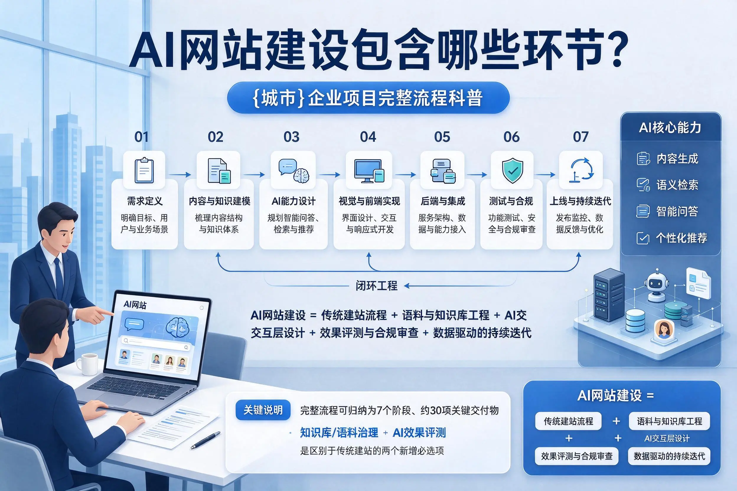 AI网站建设包含哪些环节？嘉峪关企业项目完整流程科普