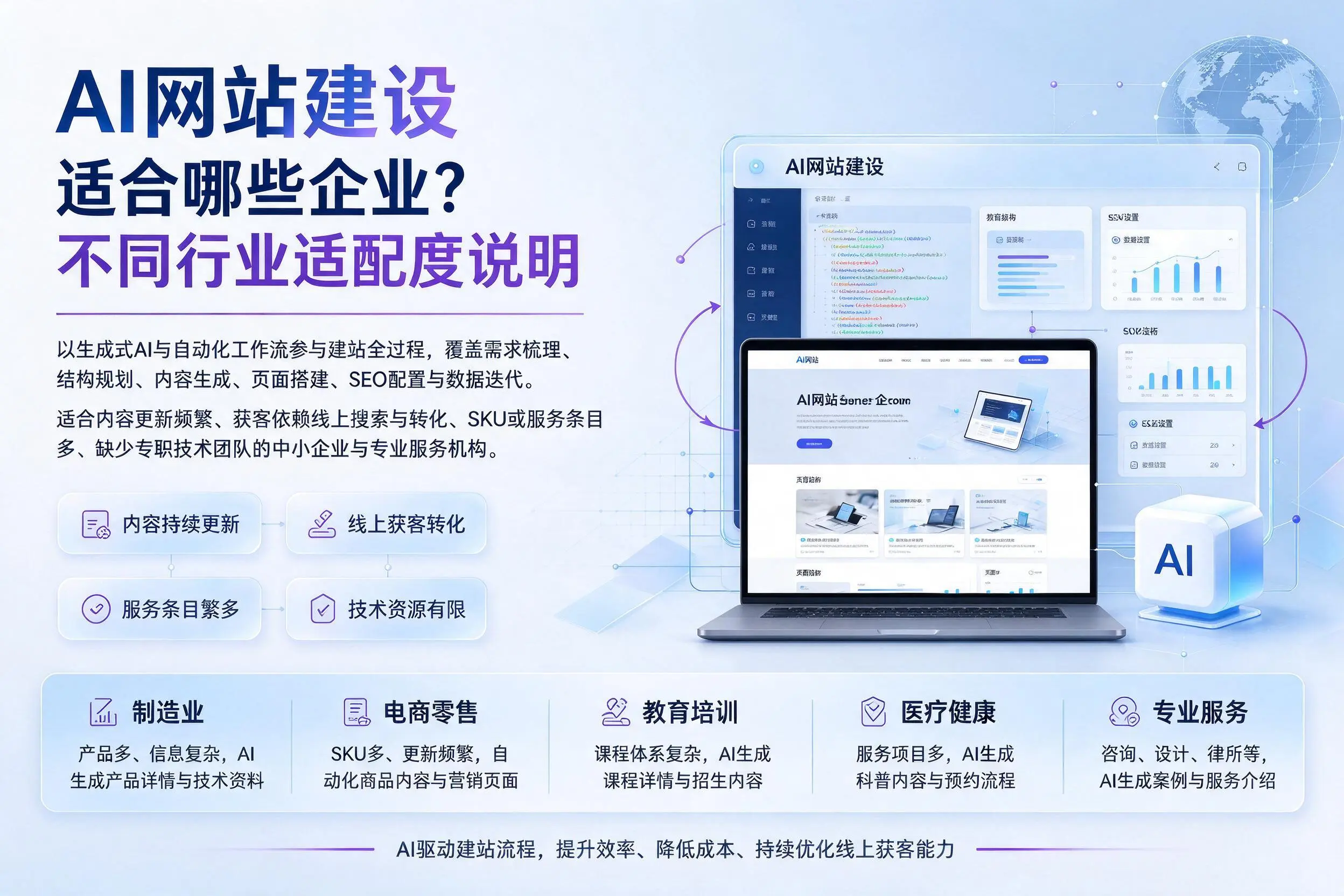 AI网站建设适合哪些企业？嘉峪关不同行业适配度说明